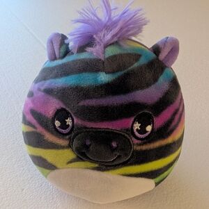 Kellytoy Squishmallow-Style Rainbow Zebra Plush 6×6 Pastel